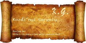 Kozányi Gergely névjegykártya